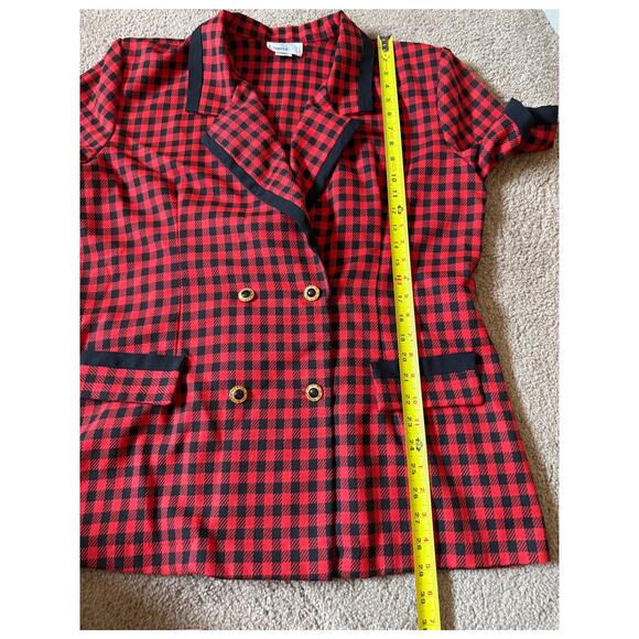 Vintage Blazer Plaid Short Sleeve Old Money Quiet Luxury Buffalo Check Retro - Picture 6 of 7